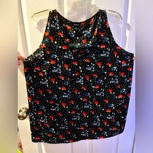 Torrid black floral tank with tie detail